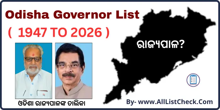 Odisha Governor List 1947 TO 2026
