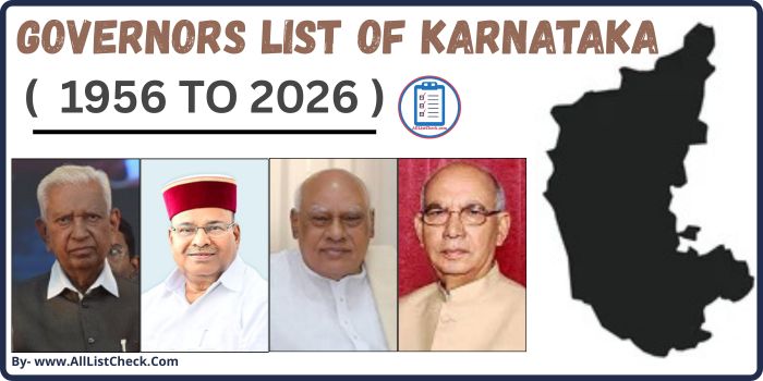 List of Governors of Karnataka (1956–2026) In Hindi